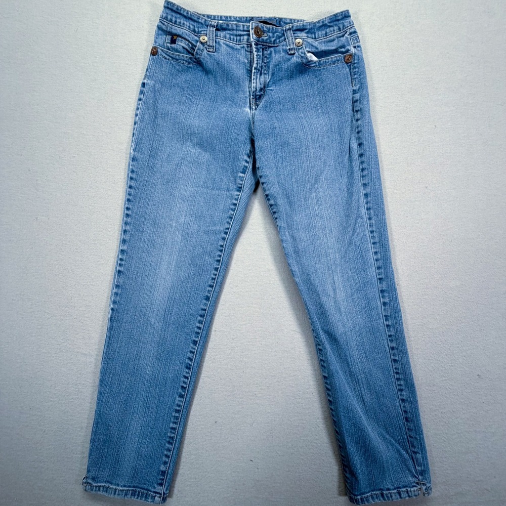Jeanstar Straight Leg Jeans Womens 12 Good Blue Medium Wash Stretch Denim